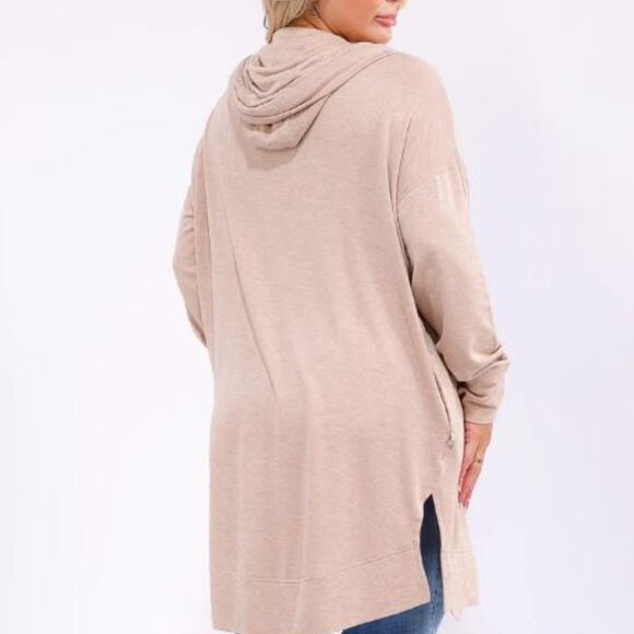 NWT Neutral Hooded Cardigan with Pockets - Plus Size - Picture 3 of 4